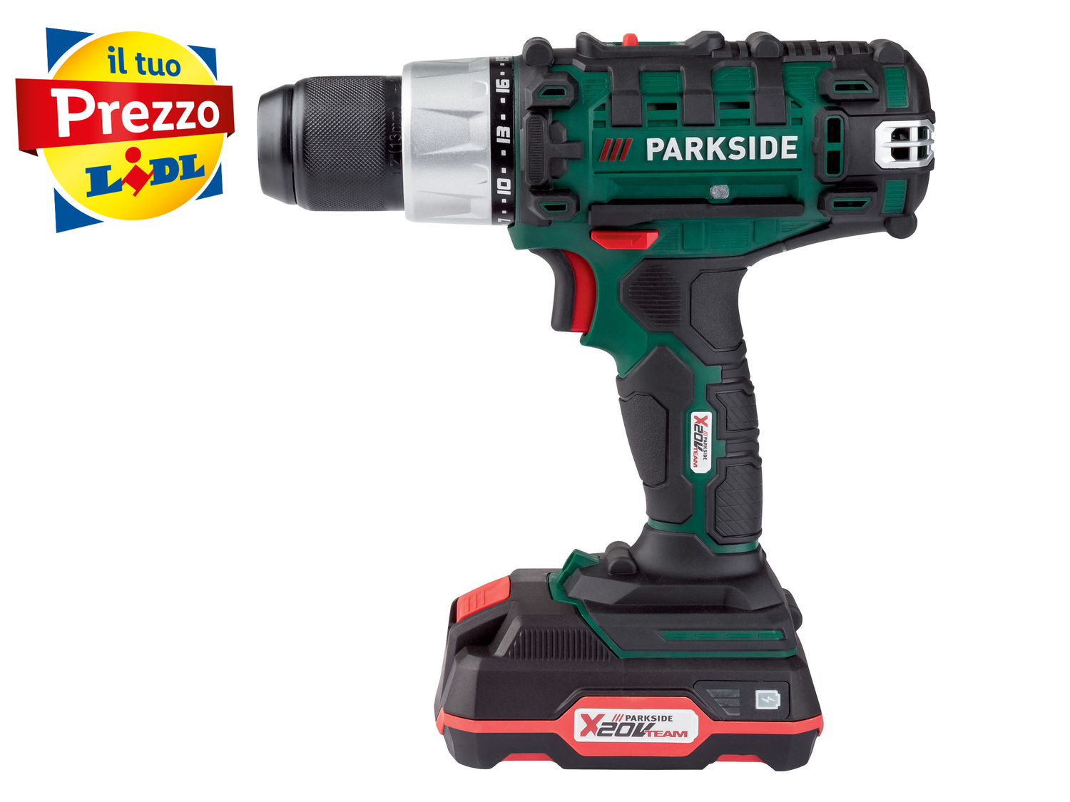 Trapano avvitatore ricaricabile Parkside X20VTeam 20V, prezzo 39.99 €
- Mandrino ...