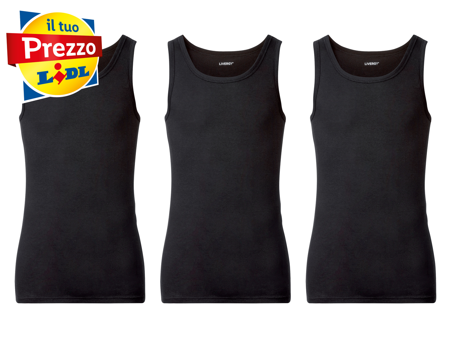Canotta da uomo Livergy, prezzo 6.99 €
3 pezzi - Misure: M-XL
- Puro ...