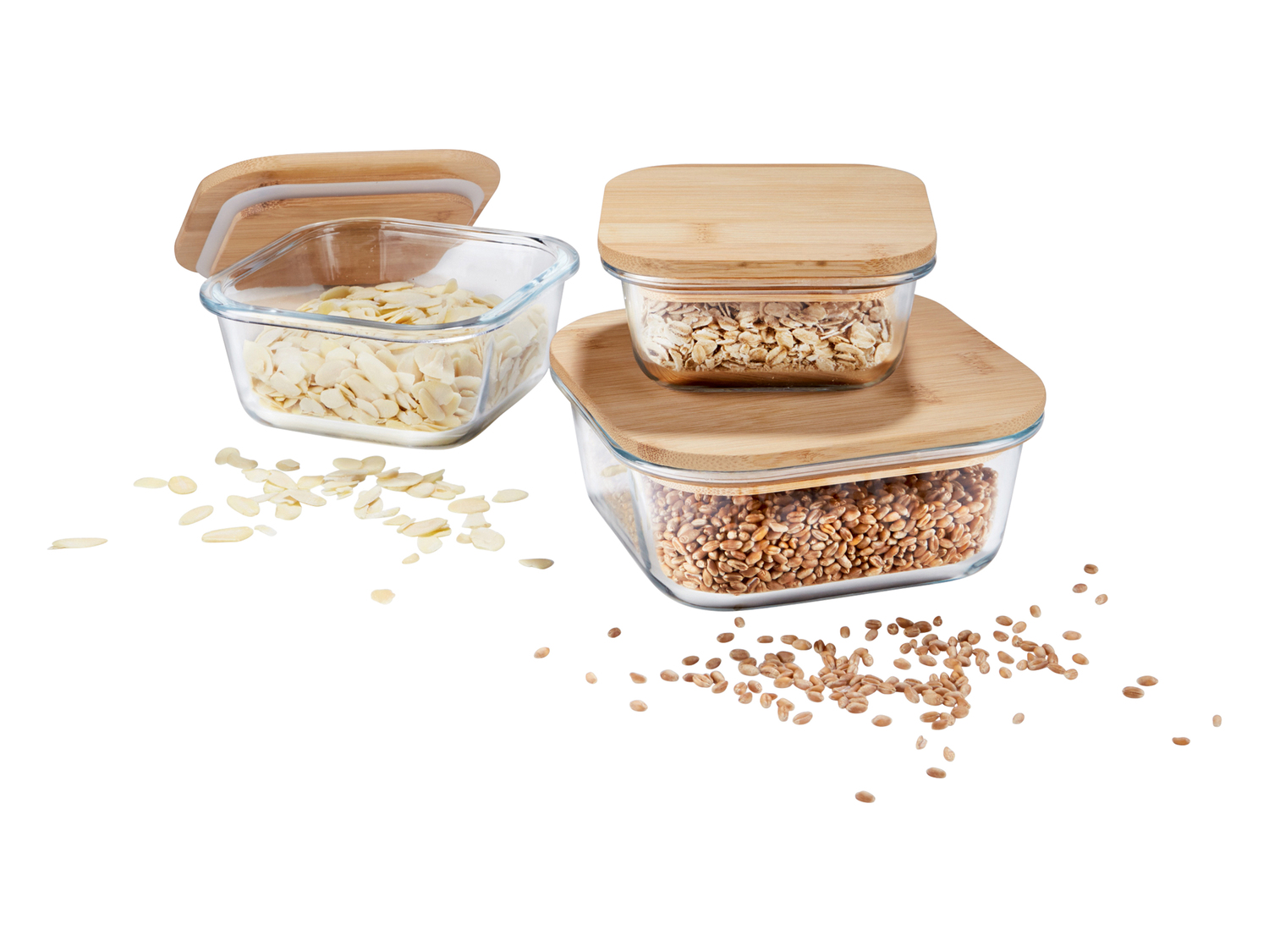 Set 3 contenitori in vetro con coperchio in bambù Ernesto, prezzo 8.99 € ...