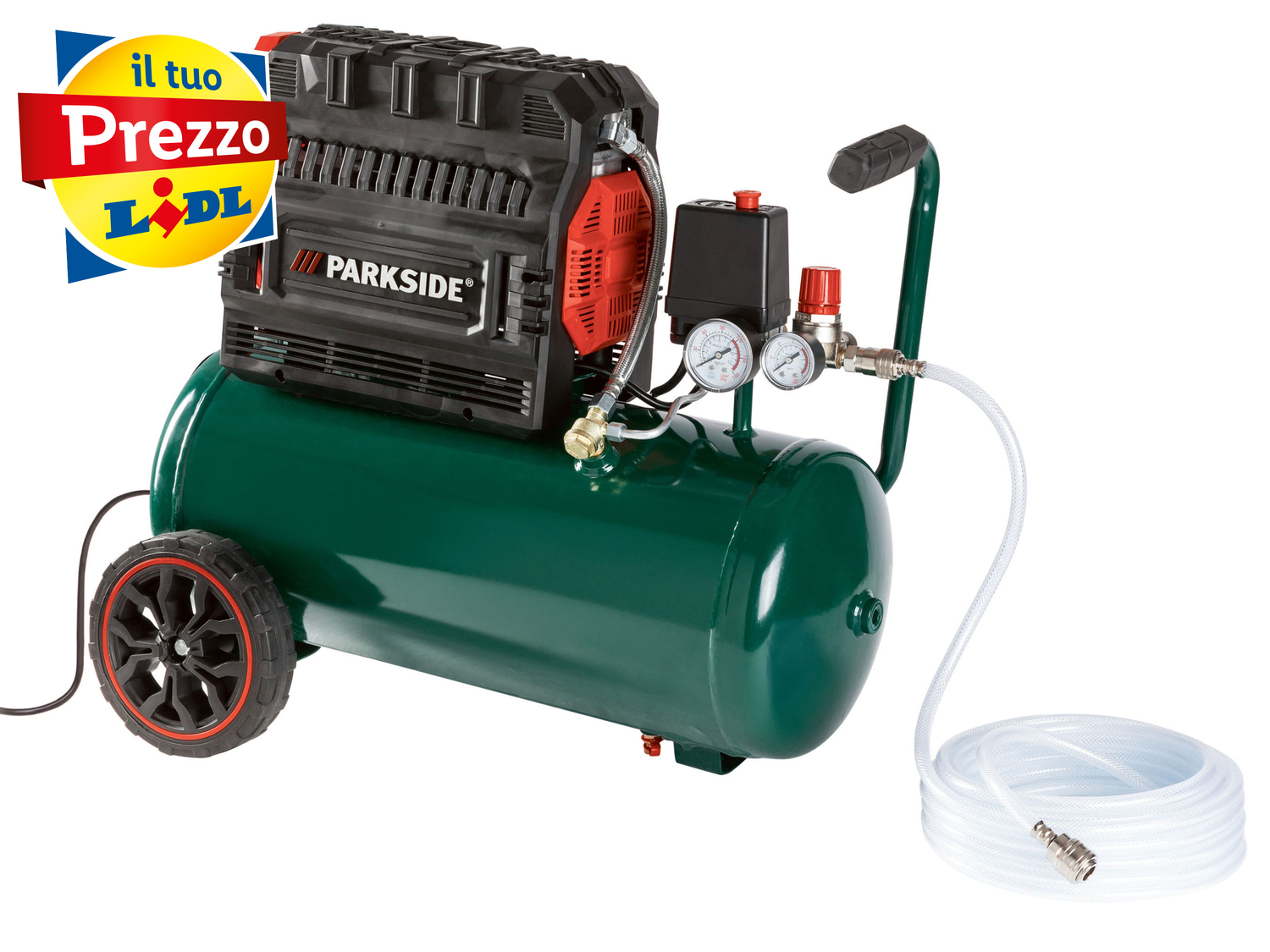 Compressore Parkside, prezzo 99.00 € 
24 L 
- Motore silenzioso grazie ai 2 ...