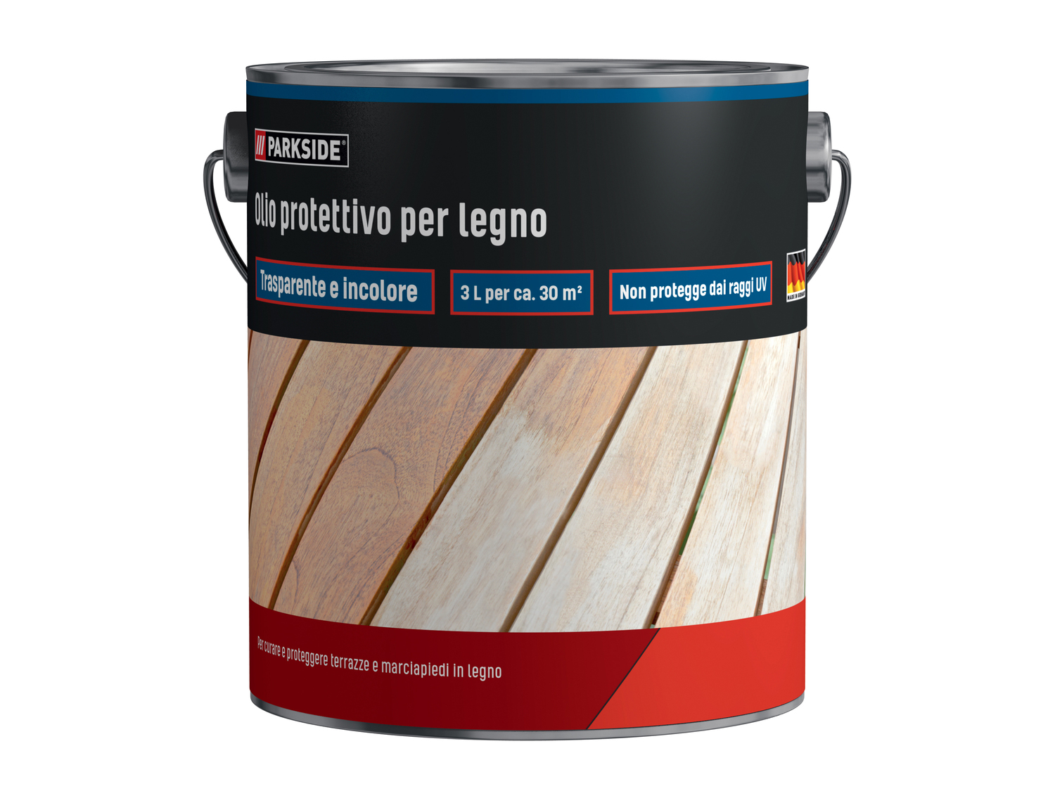 Olio protettivo per legno Parkside, prezzo 11.99 &#8364; 
3 L 
- Color Teak ...