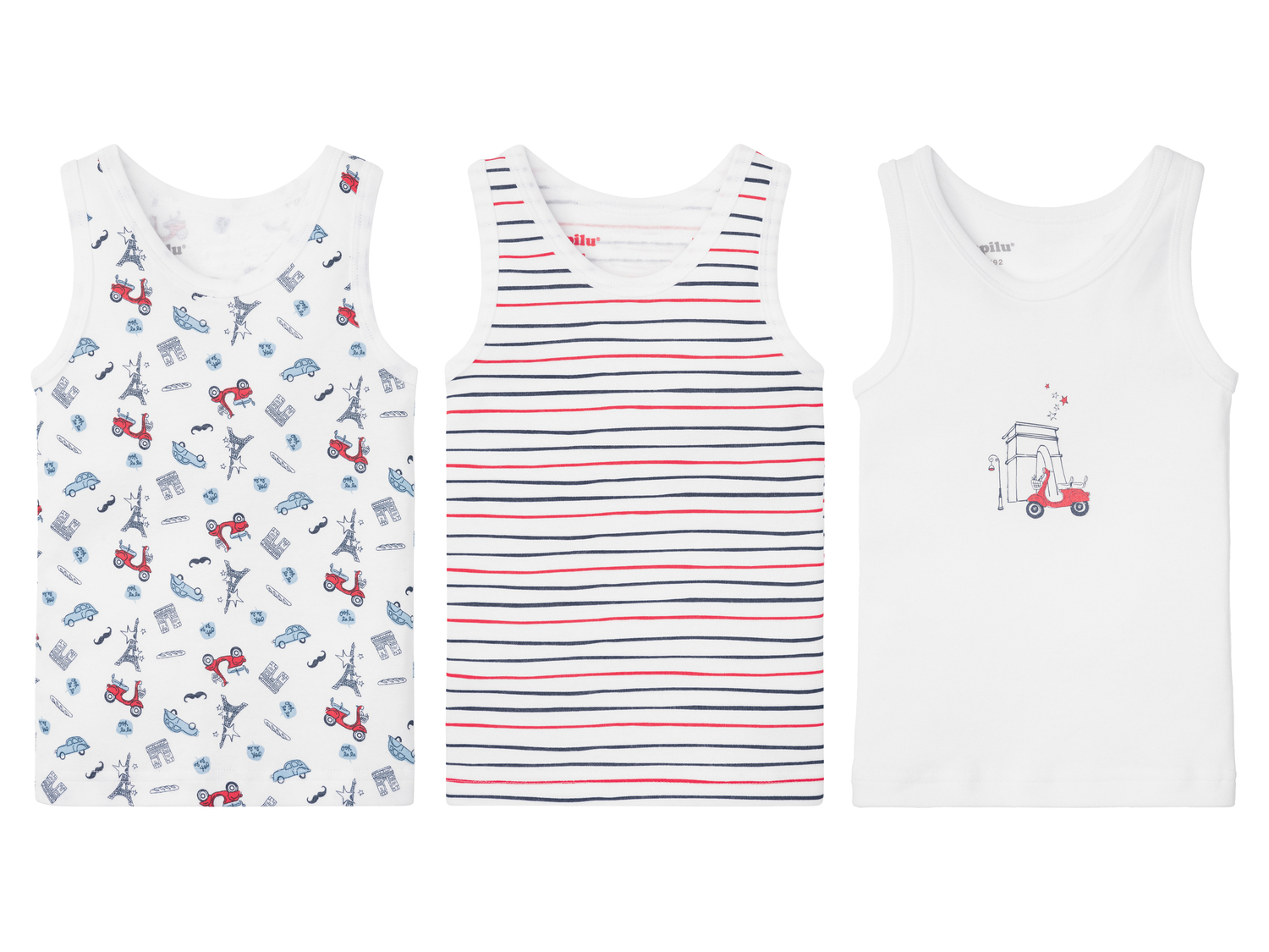 Canotta da bambino Lupilu, prezzo 4.99 €
3 pezzi - Misure: 2-6 anni
- ...