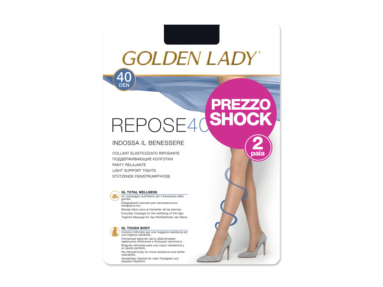 Collant REPOSE 40DEN Golden-lady, prezzo 4.99 €
Confezione con 2 paia ...