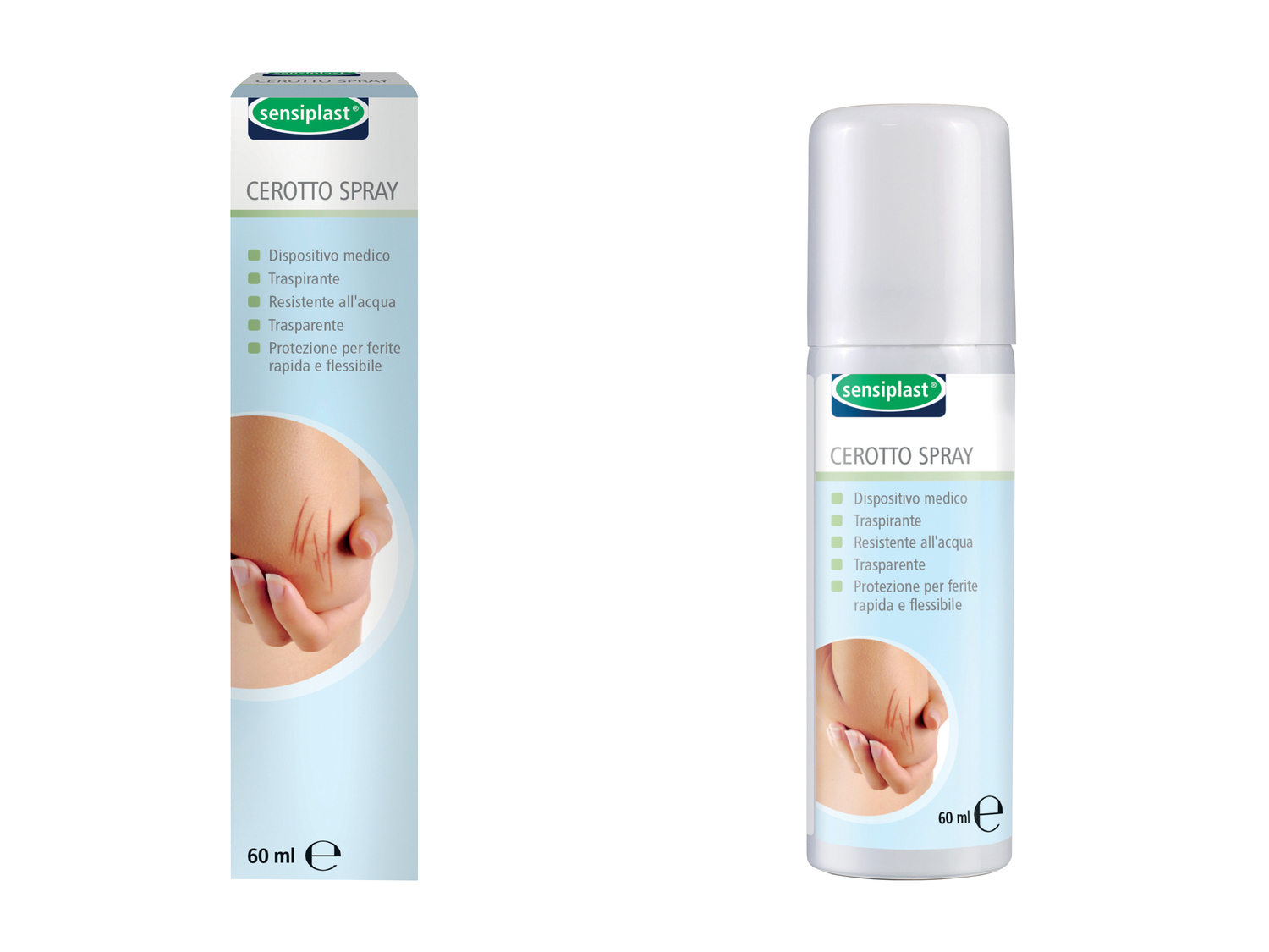 Pomata per ferite e scottature, cerotto spray o spray emostatico per ferite Sensiplast, ...