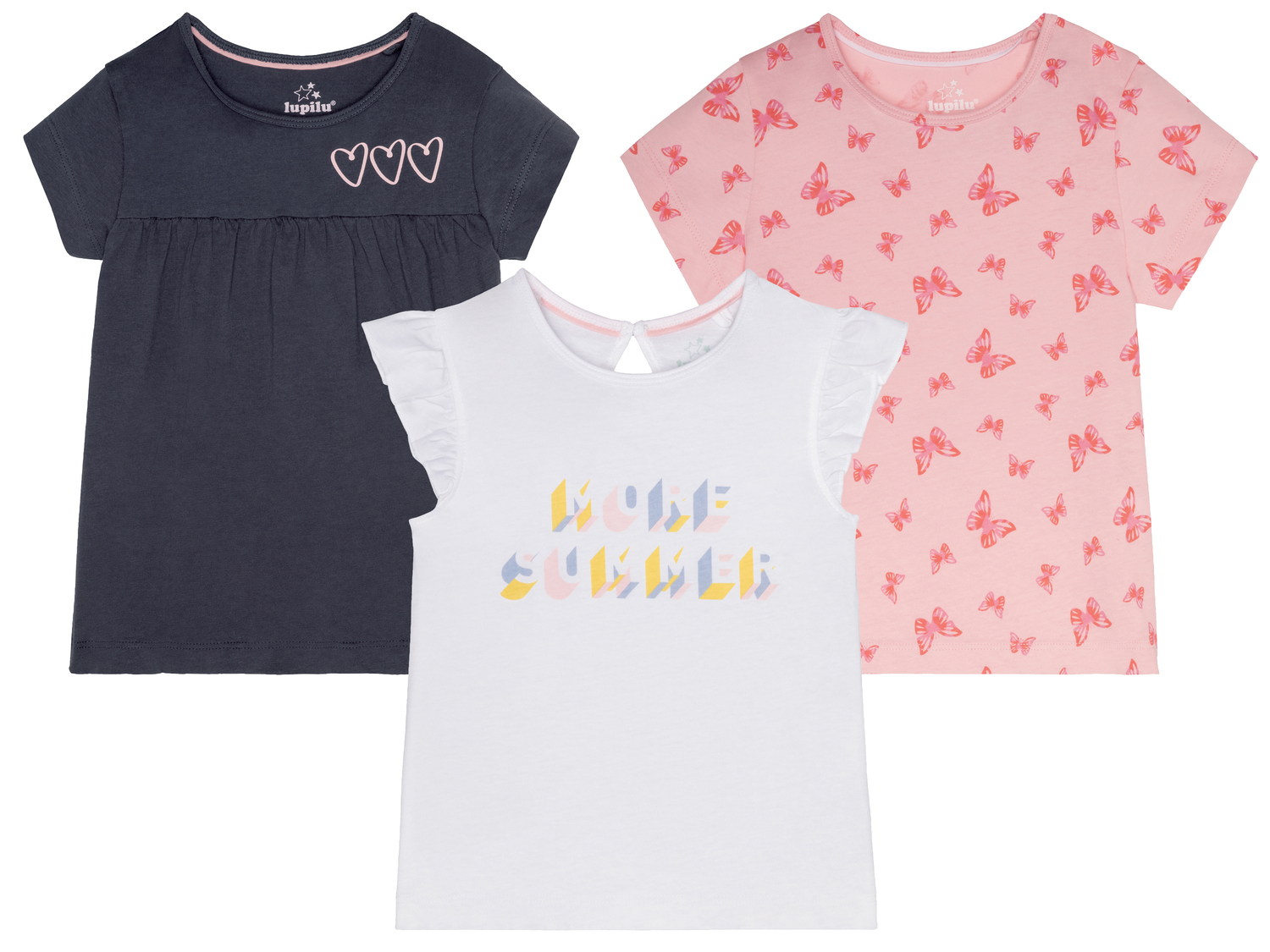 T-shirt da bambina Lupilu, prezzo 5.99 &#8364; 
3 pezzi - Misure: 1-6 anni 
- ...