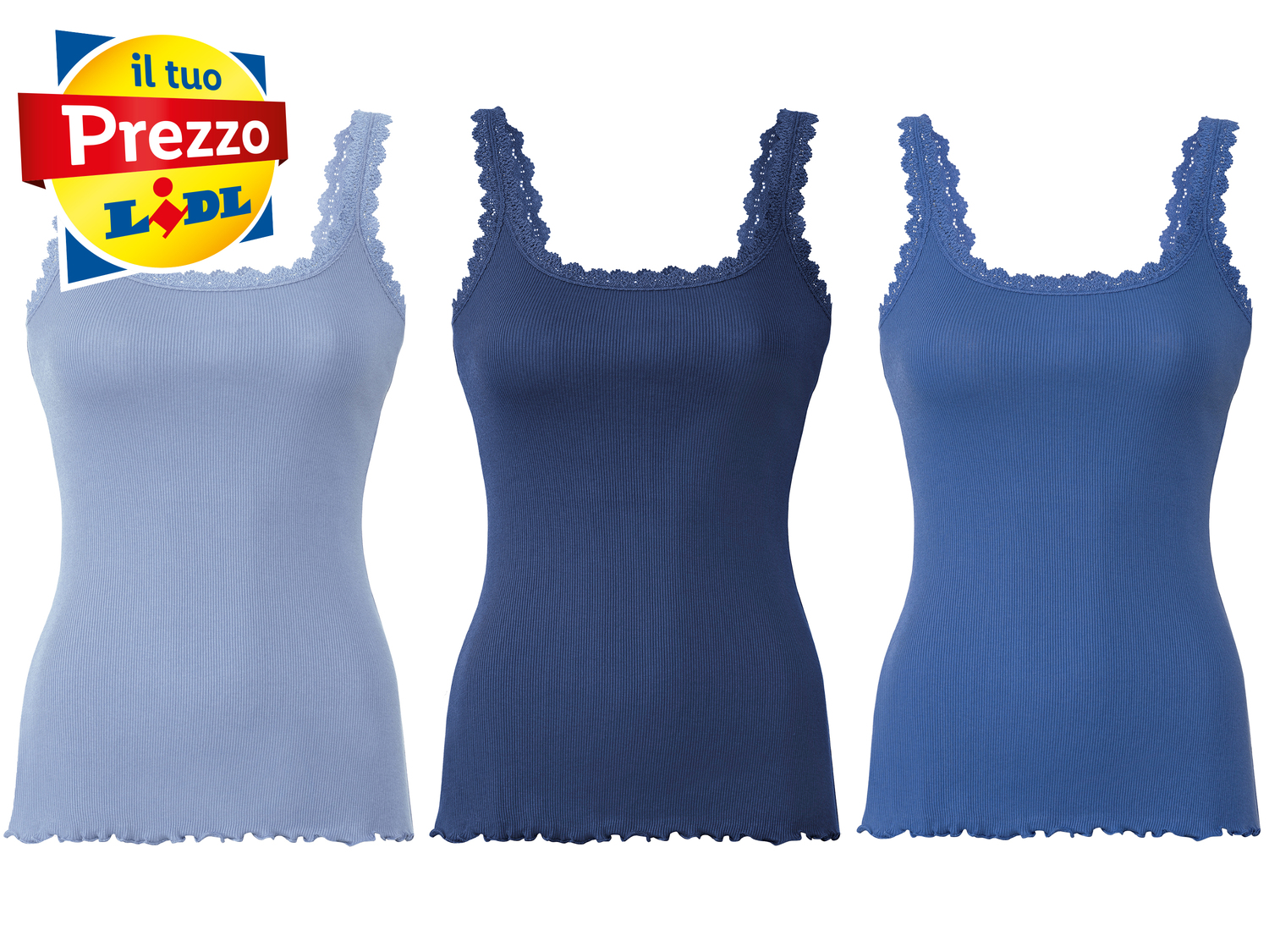 Canotta da donna con pizzo Esmara, prezzo 7.99 &#8364; 
3 pezzi - Misure: S-L
Taglie ...