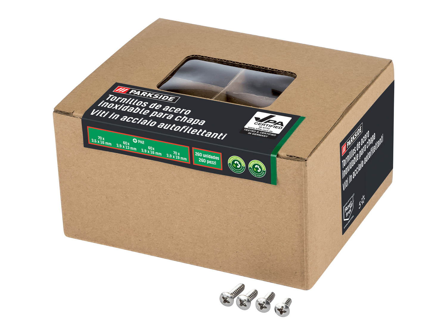 Set viti per truciolato o autofilettanti Parkside, prezzo 3.99 €
- 260 pezzi
Caratteristiche
- ...
