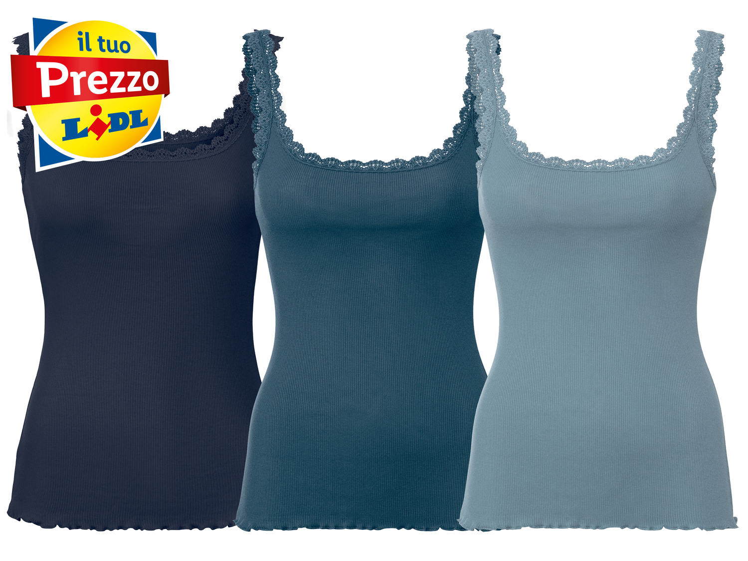Canotta da donna con pizzo Esmara, prezzo 8.99 €
3 pezzi - Misure: S-L
Taglie ...