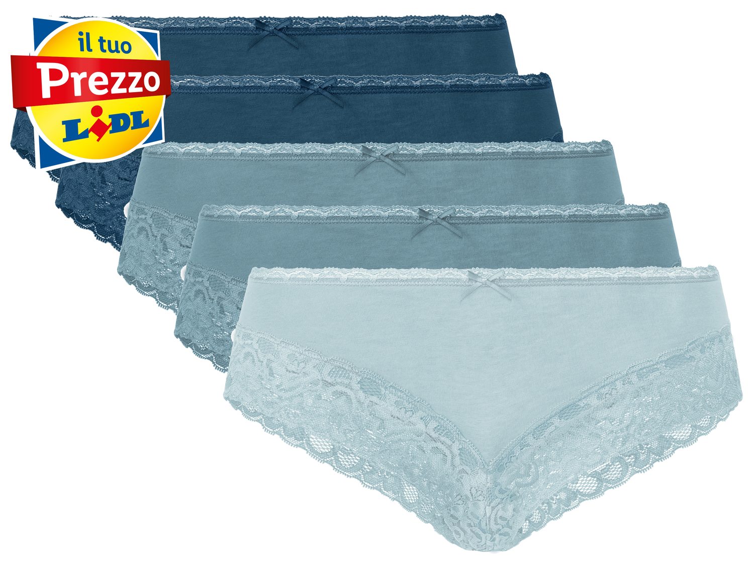 Culottes con pizzo da donna Esmara, prezzo 8.99 €
5 pezzi - Misure: S-L
Taglie ...