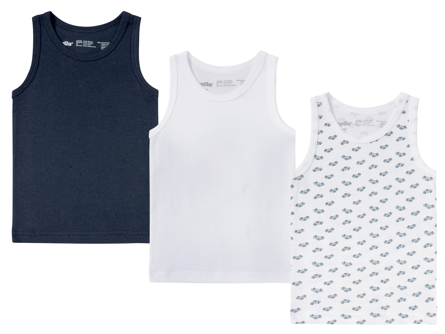 Canotta da bambino Lupilu, prezzo 4.99 €
3 pezzi - Misure: 1-6 anni
- ...