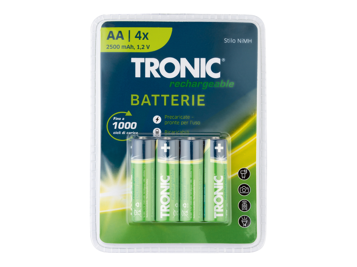 Batterie ricaricabili Tronic, prezzo 4.99 €
4 pezzi
- AA o AAA
Caratteristiche
...