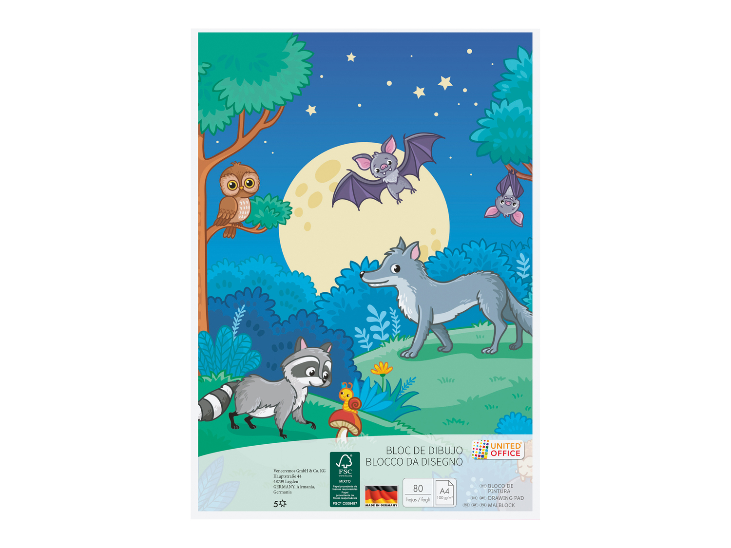 Blocco da disegno A4 United Office, prezzo 1.99 €
80 fogli
- 100 g/m²
Caratteristiche
- ...