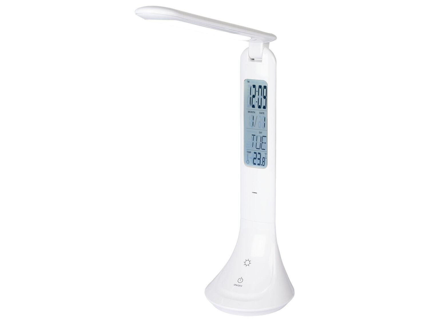 Lampada LED da tavolo con orologio Livarno, prezzo 12.99 €
- Dimmer touch ...