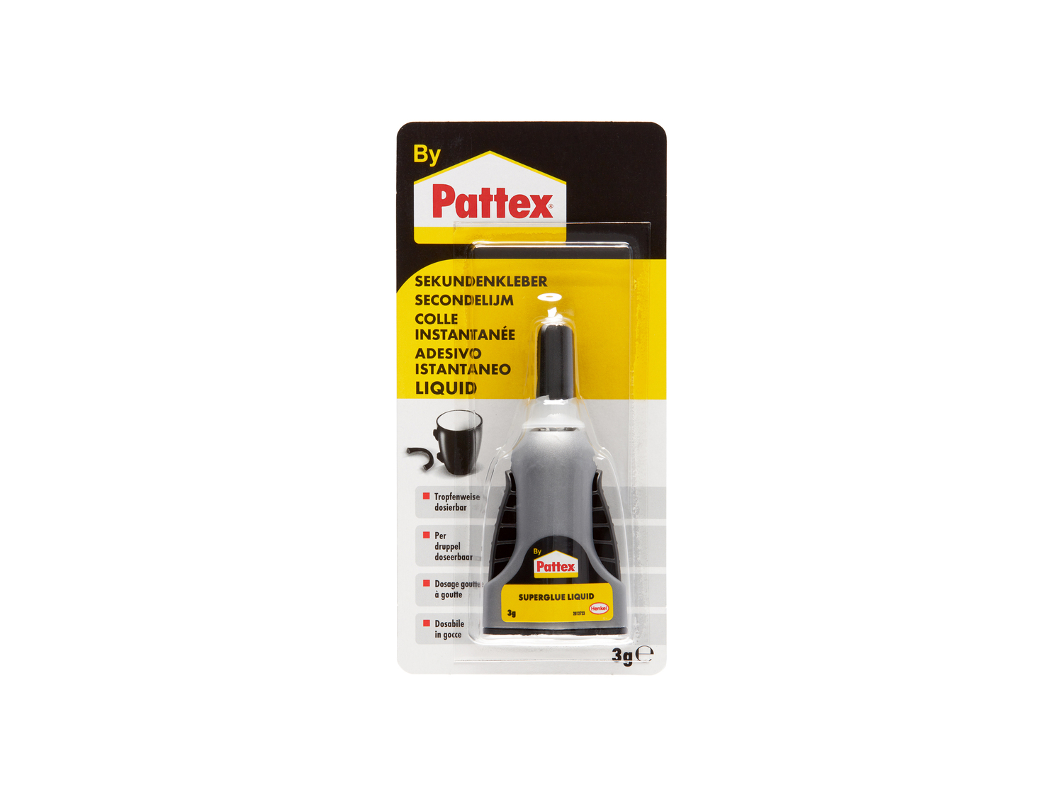 Colla istantanea liquida o gel Pattex, prezzo 2.49 €
3x 3g
- Per metallo, ...