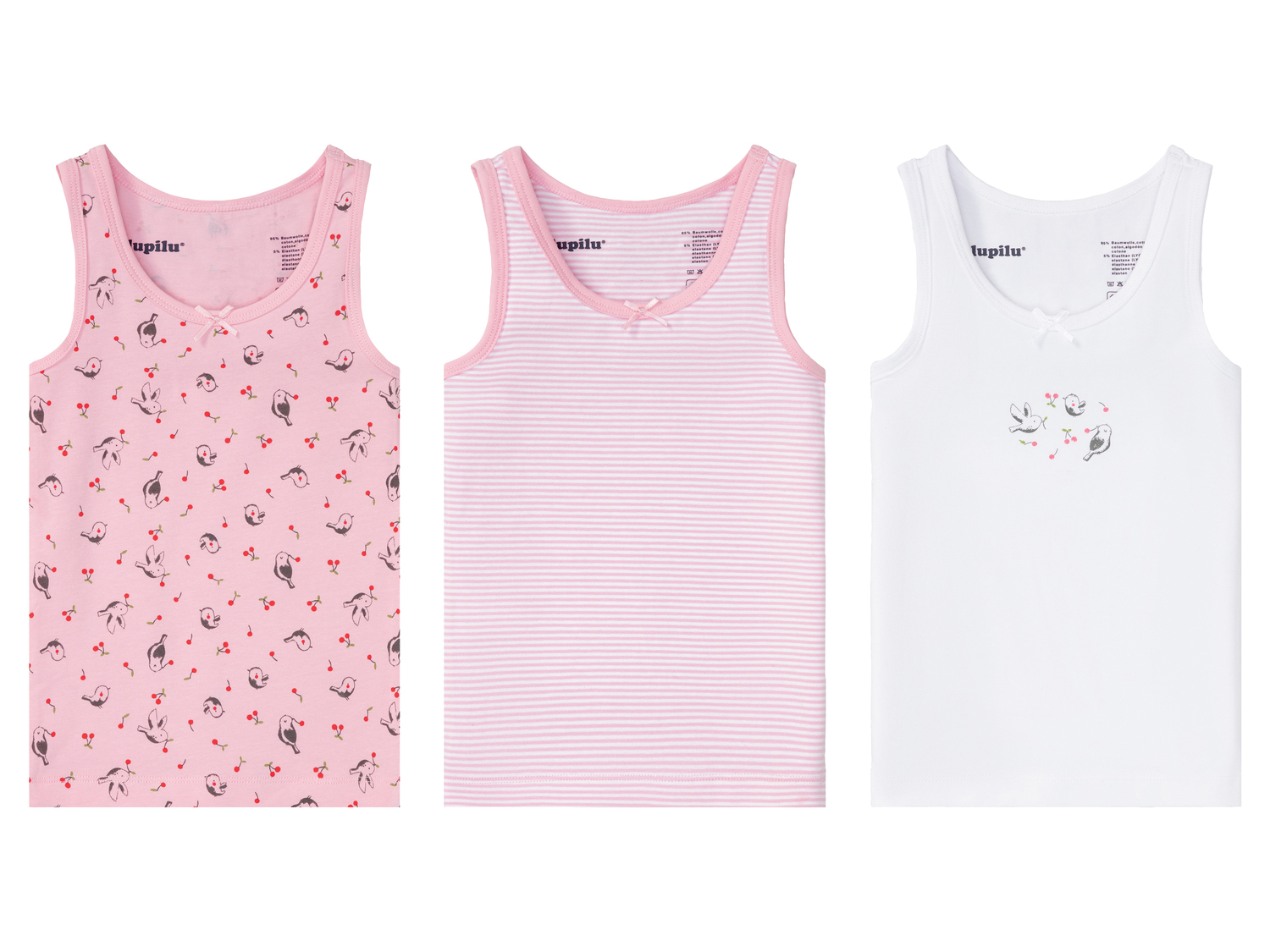 Canotta da bambina Lupilu-new, prezzo 5.99 €
3 pezzi - Misure: 1-6 anni
Taglie ...