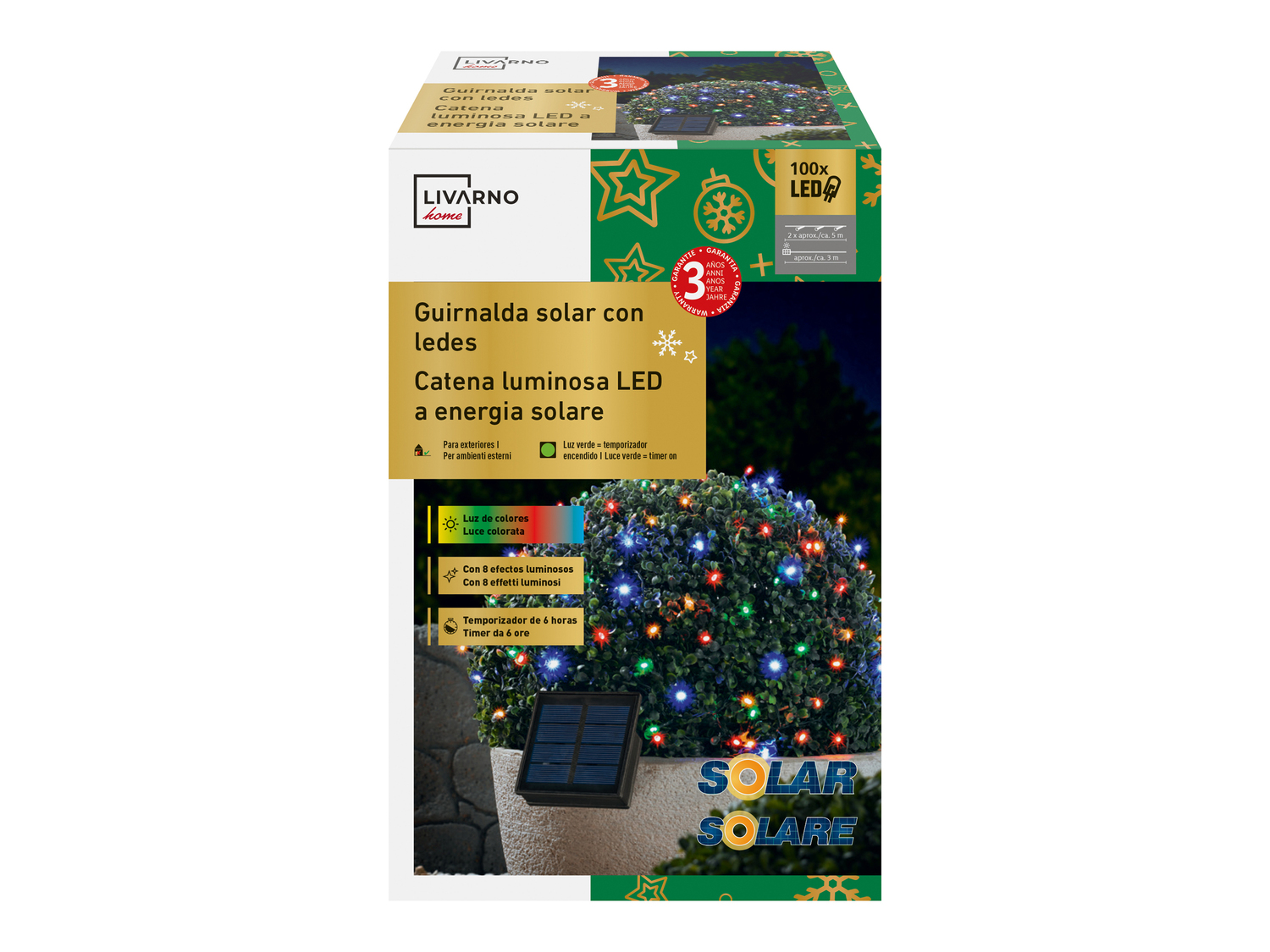Catena luminosa ad energia solare Livarno, prezzo 12.99 €
- Funzionamento ...
