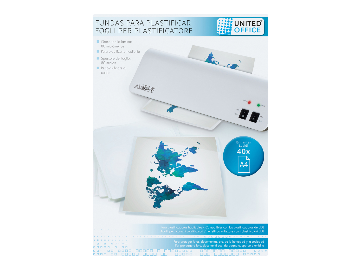 Fogli per plastificatore United Office, prezzo 3.99 &#8364; 
A3, A4 o A5 
- ...