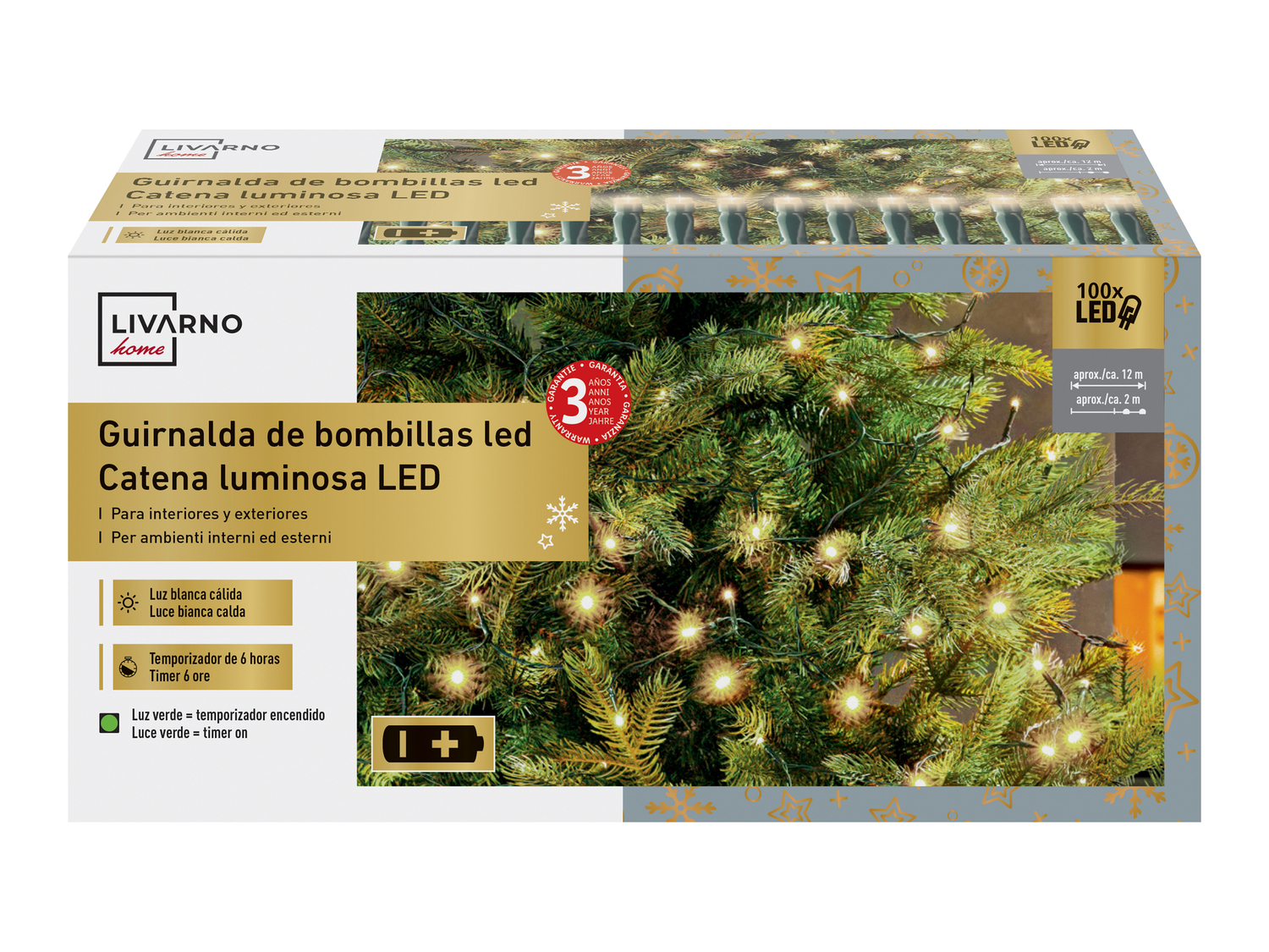 Catena luminosa 100 LED Livarno, prezzo 9.99 €
- Bianco caldo, bianco ...