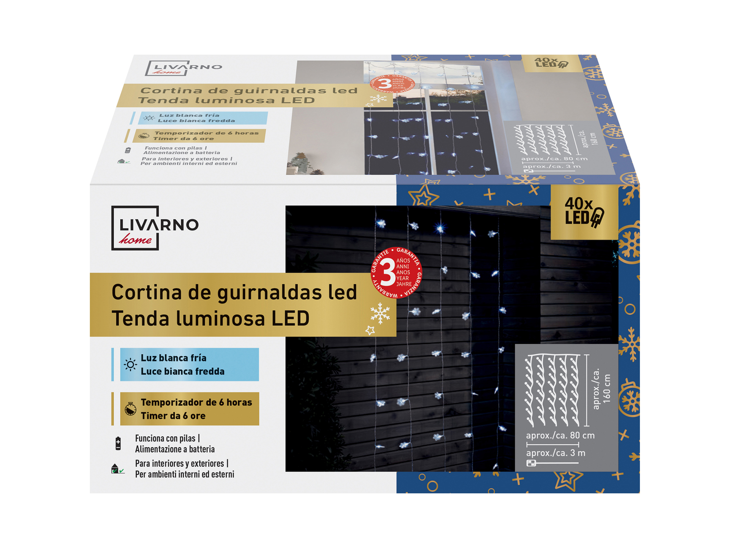Tenda luminosa a LED Livarno, prezzo 9.99 €
- 40 LED a risparmio energetico ...