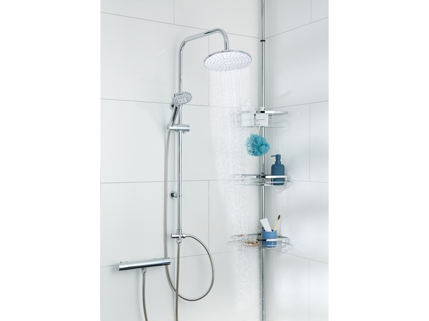 Portaoggetti telescopico per doccia Livarno, prezzo 19.99 €
- Con 3 cestelli ...