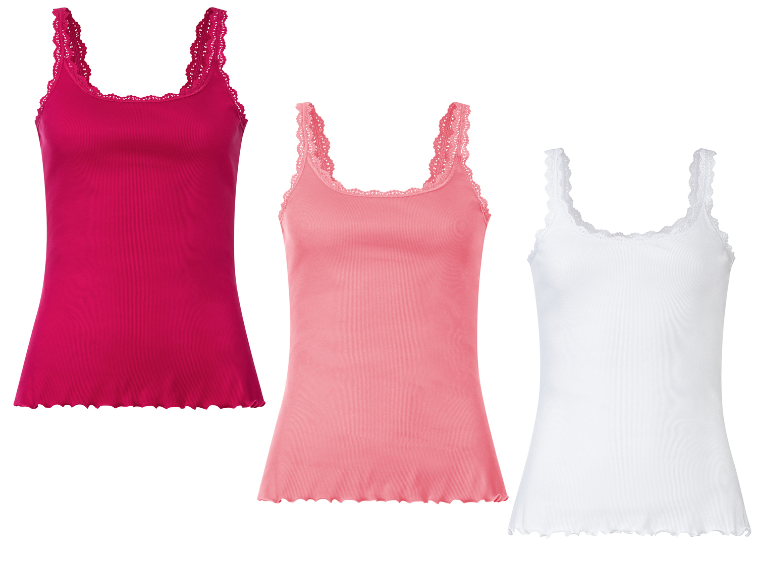 Canotta da donna con pizzo Esmara, prezzo 9.99 &#8364; 
3 pezzi - Misure: S-L
Taglie ...