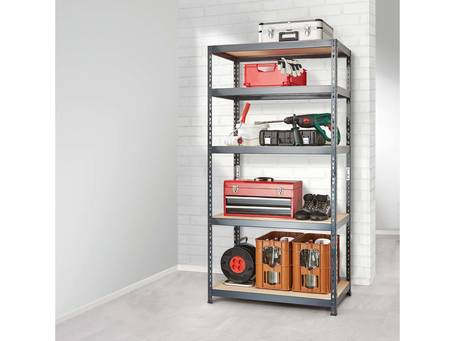 Scaffale in metallo con 5 ripiani Powerfix, prezzo 29.99 &#8364; 
- Facile da ...