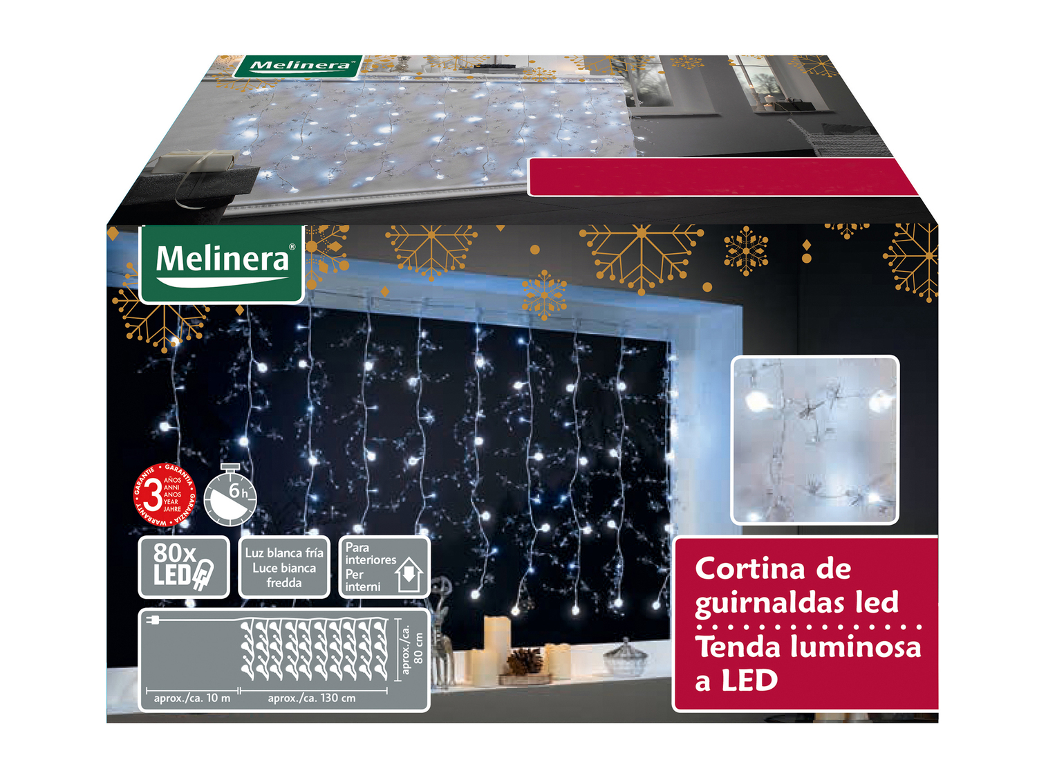 Tenda luminosa a LED Melinera, le prix 17.99 €
- Per interni
- 80 LED ...