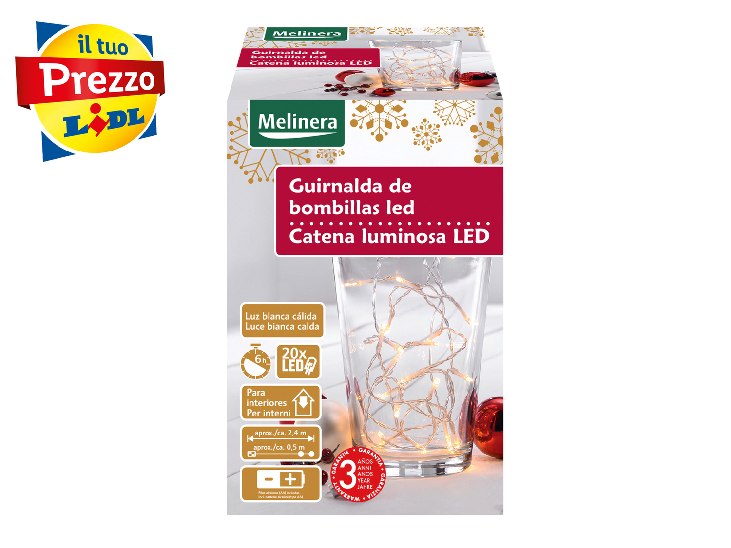 Catena luminosa LED per interni Melinera, le prix 2.99 €
- 20 LED durevoli ...