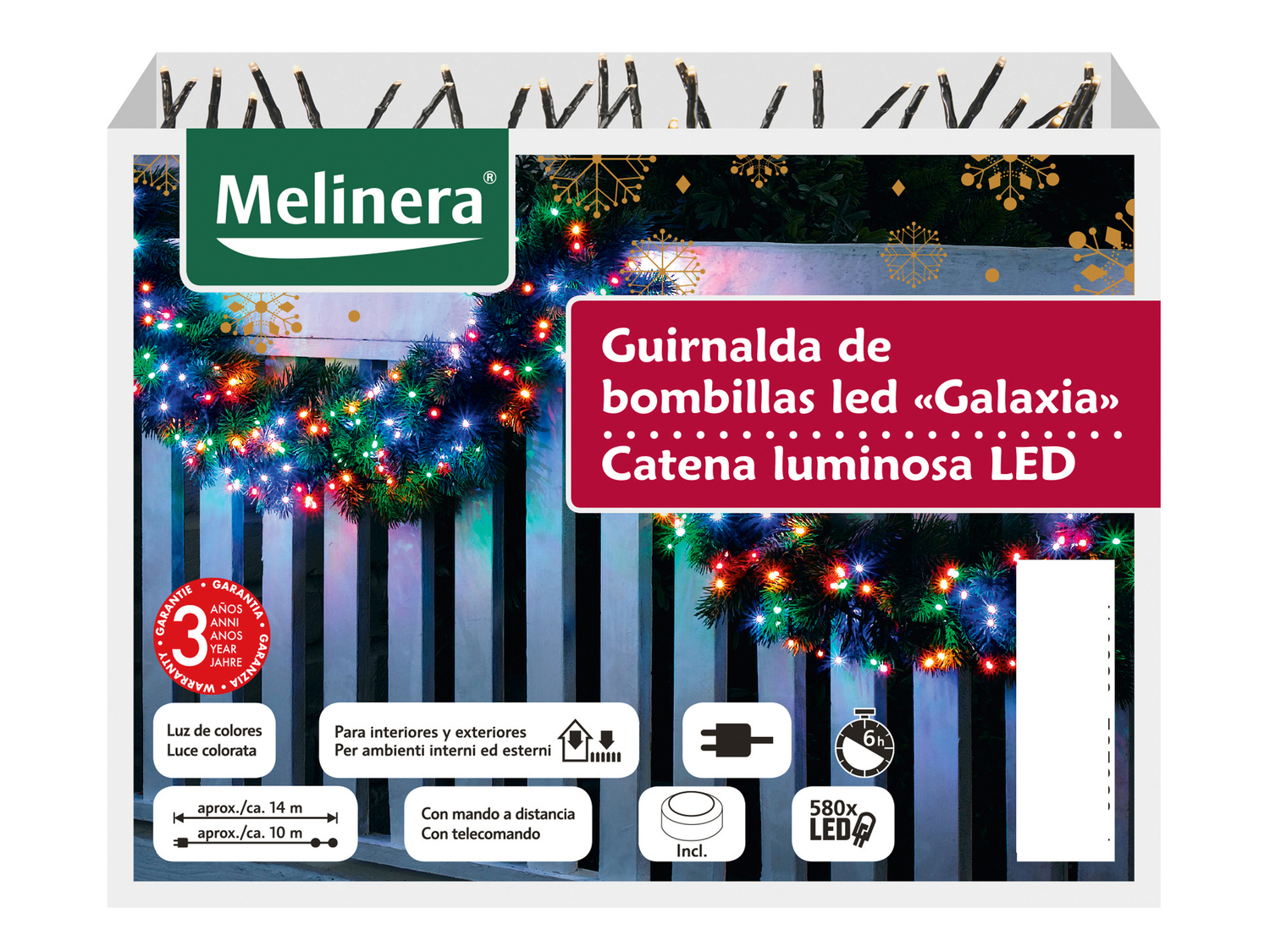 Catena luminosa 580 LED Melinera, prezzo 14.99 €
- 8 effetti luminosi ...