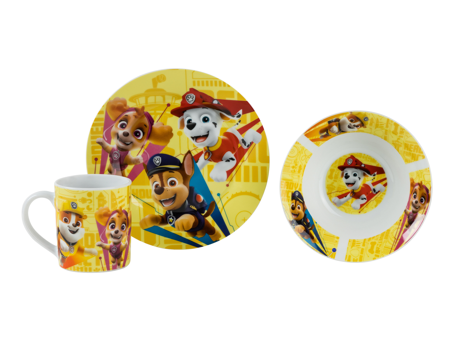 Set colazione in porcellana "Paw Patrol, Frozen, Sam il pompiere" ...