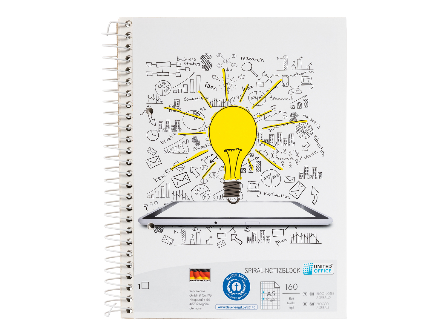 Blocco a spirale A5 United Office, prezzo 1.29 €
160 fogli
Caratteristiche