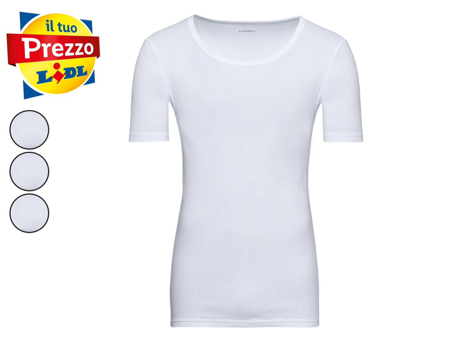 T-Shirt intima da uomo Livergy, prezzo 7.99 €
3 pezzi - Misure: M-XL ...
