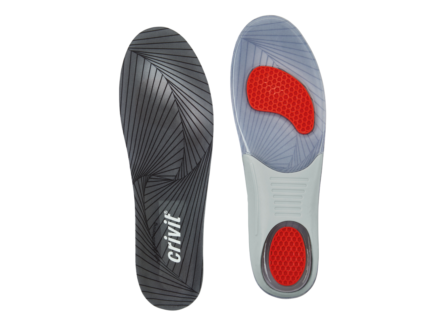 Solette anatomiche Crivit, prezzo 3.99 €
Misure: 36-45
- Stabilizza il tallone ...