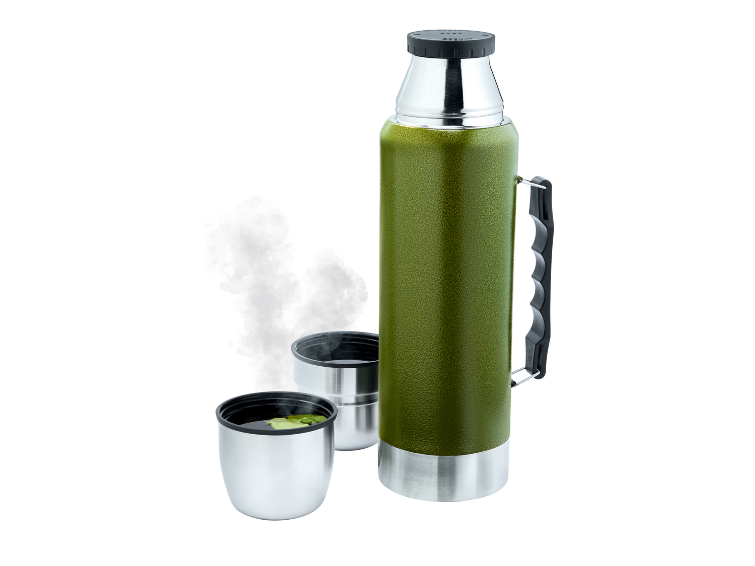 Borraccia termica con tracolla Crivit, prezzo 9.99 &#8364; 
1 L 
- 2 bicchieri ...