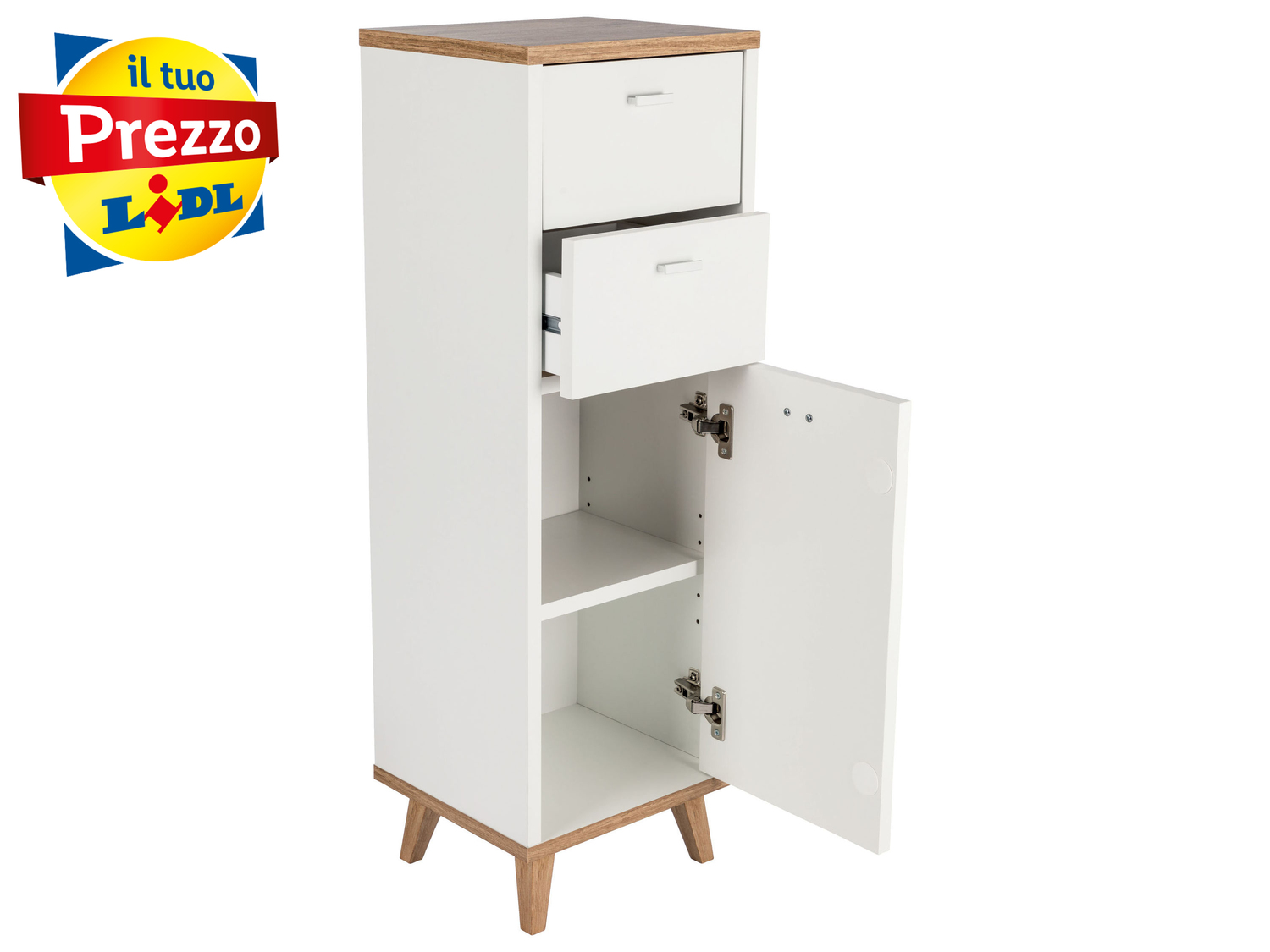 Mobiletto da bagno con 1 anta e 2 cassetti Livarno Living, prezzo 29.99 €
- ...