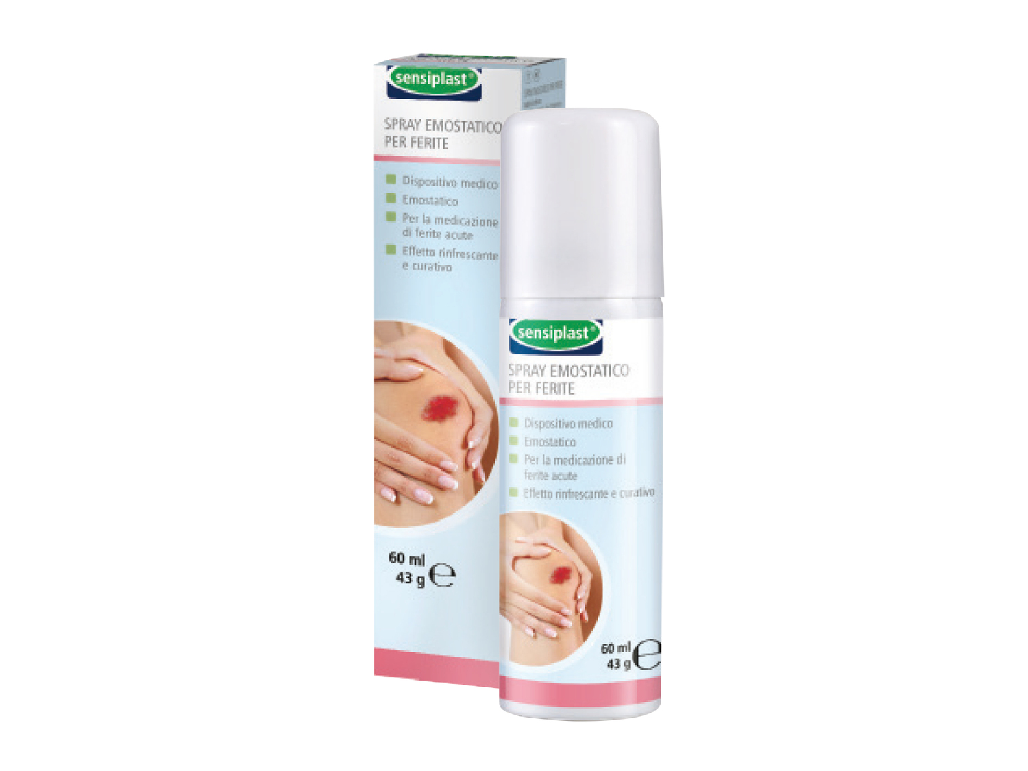 Pomata per ferite e scottature, cerotto spray o spray emostatico per ferite Sensiplast, ...