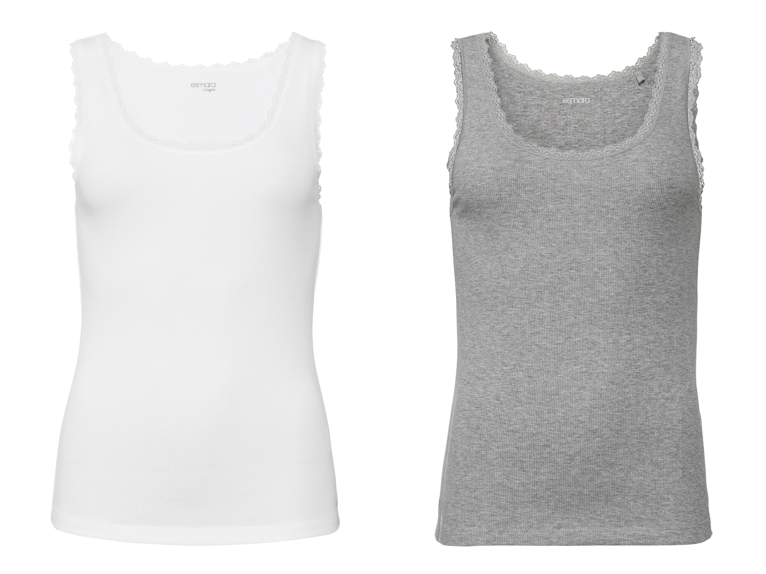 Canotta da donna con pizzo Esmara, prezzo 6.99 &#8364; 
2 pezzi - Misure: S-L
Taglie ...