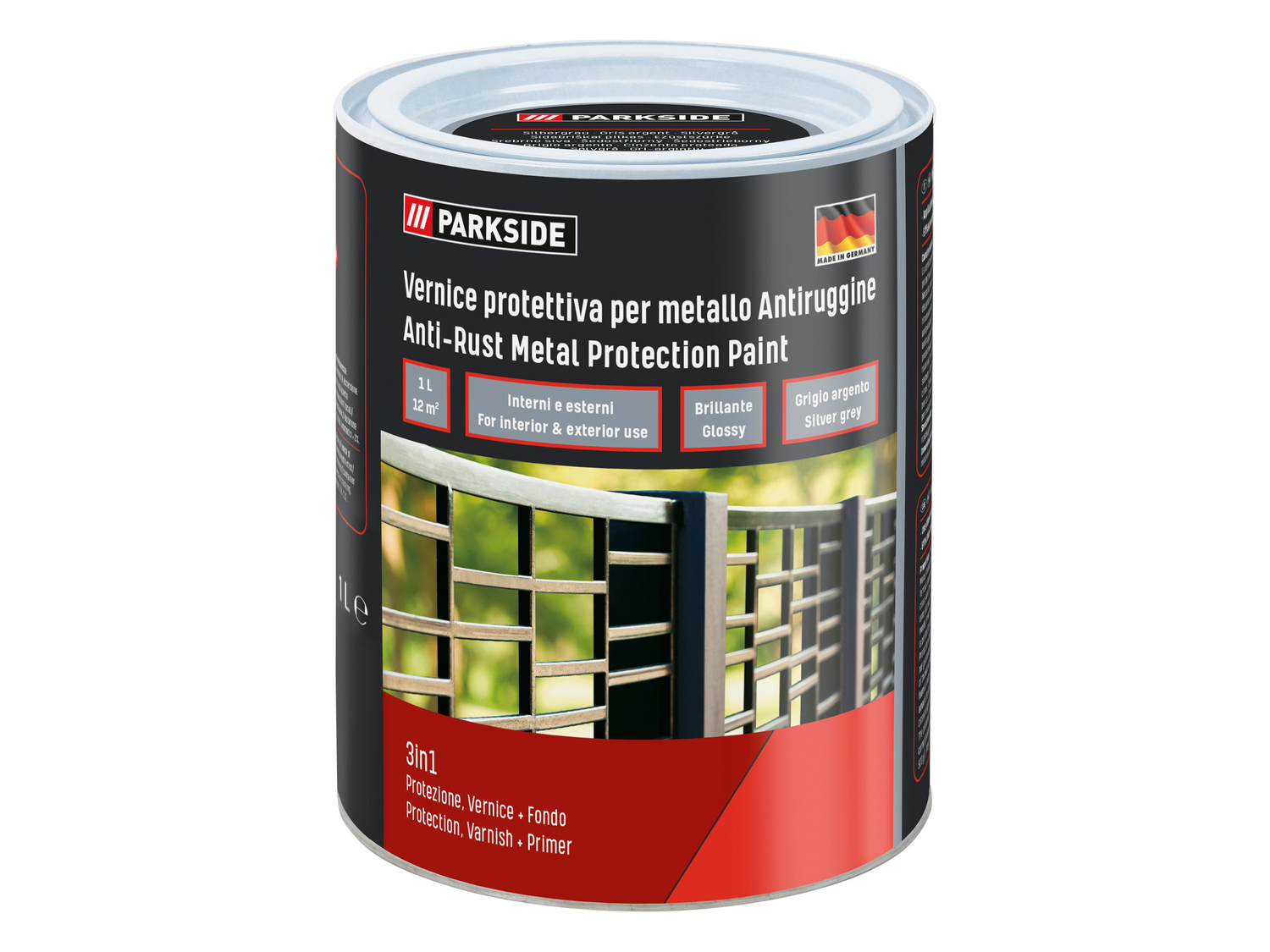 Vernice protettiva antiruggine per metallo Parkside, prezzo 5.99 €
1 L
- Per ...
