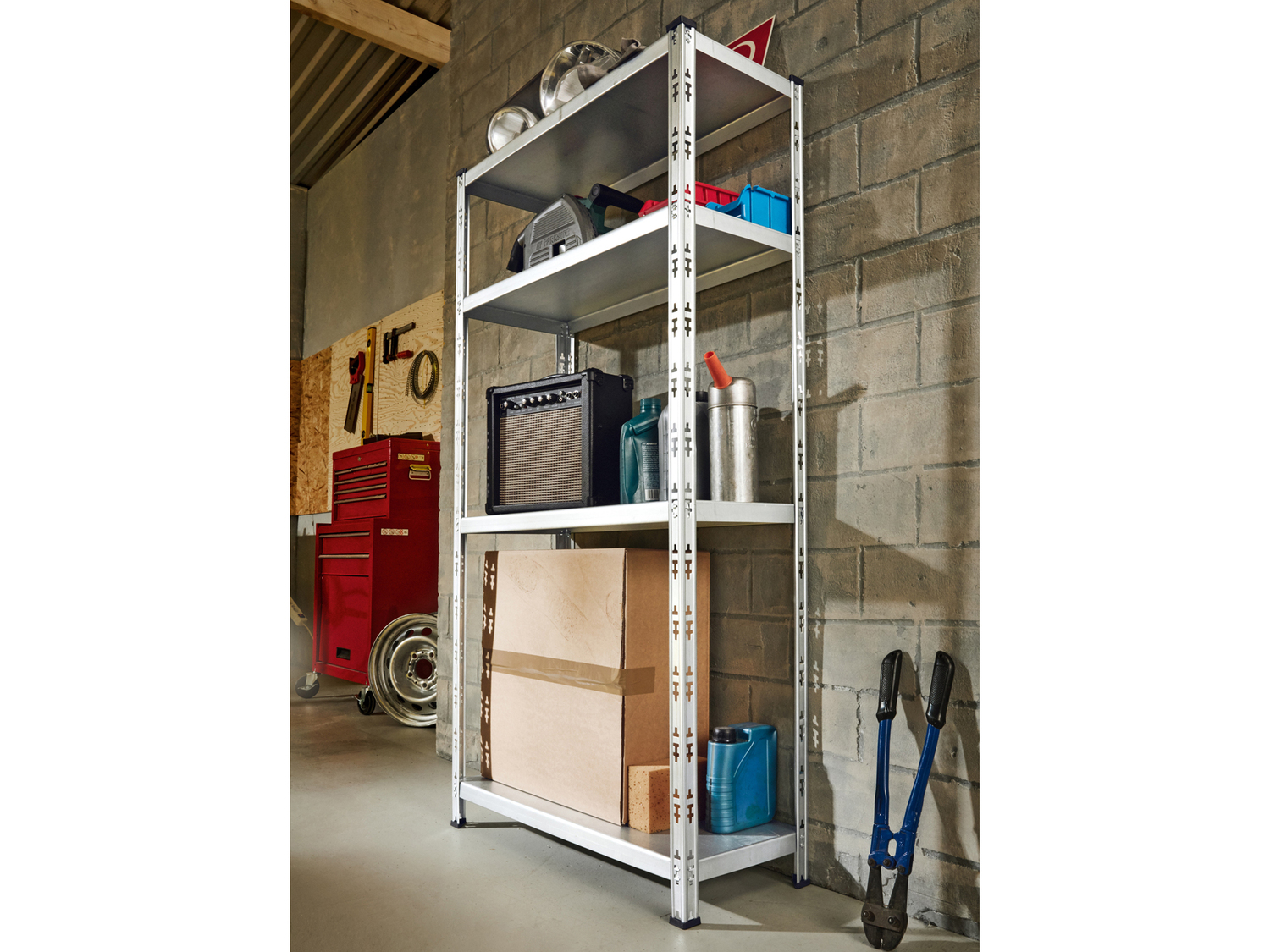 Scaffale in metallo con 4 ripiani Parkside, prezzo 19.99 €
- Montaggio con sistema ...