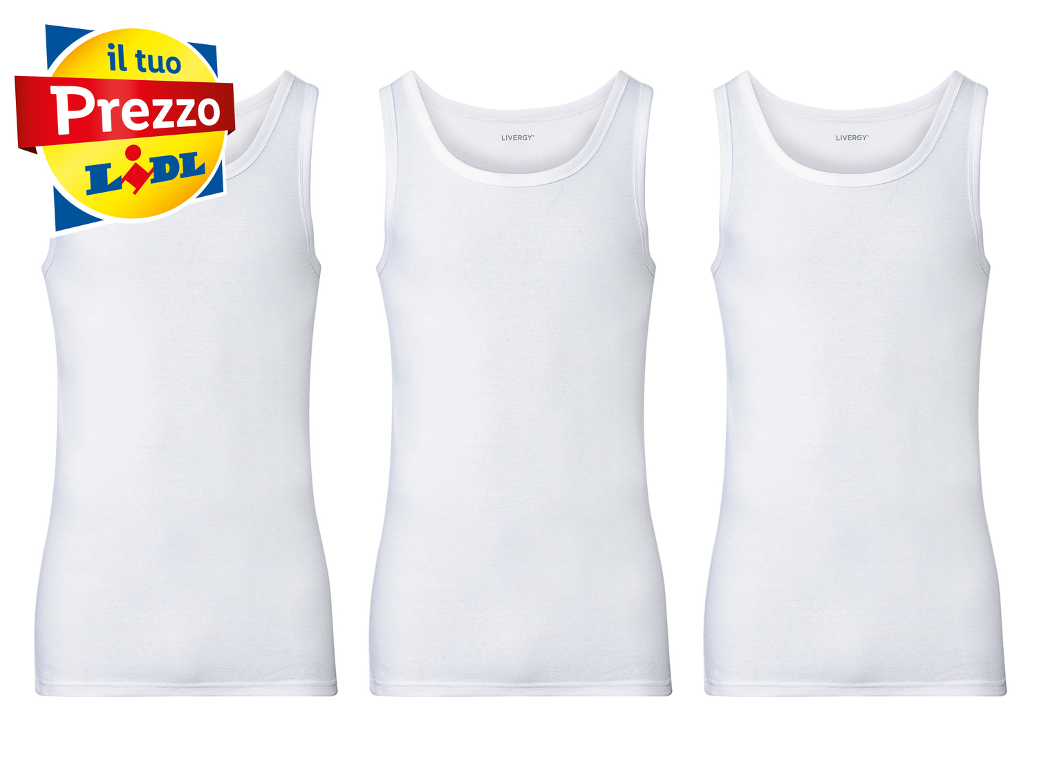 Canotta da uomo Livergy, prezzo 6.99 €
3 pezzi - Misure: M-XL
- Puro ...