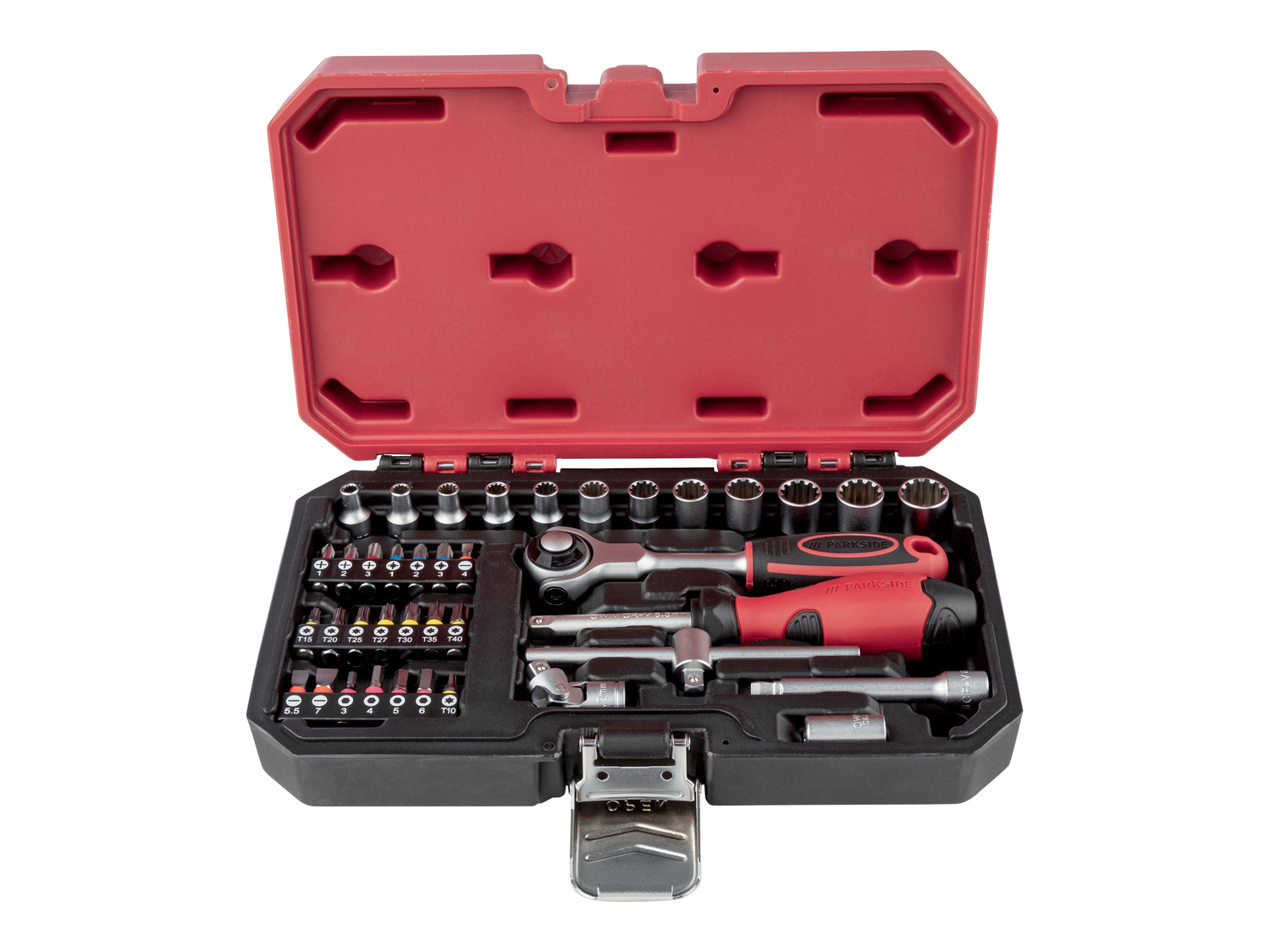 Set chiavi a cricco Parkside, prezzo 19.99 €
37 o 39 pezzi
- Cricchetto ergonomico ...