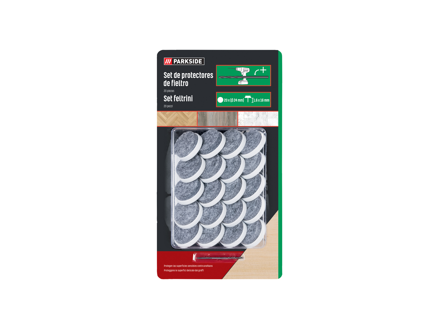 Set feltrini o pad protettivi Parkside, prezzo 0.99 €
Caratteristiche