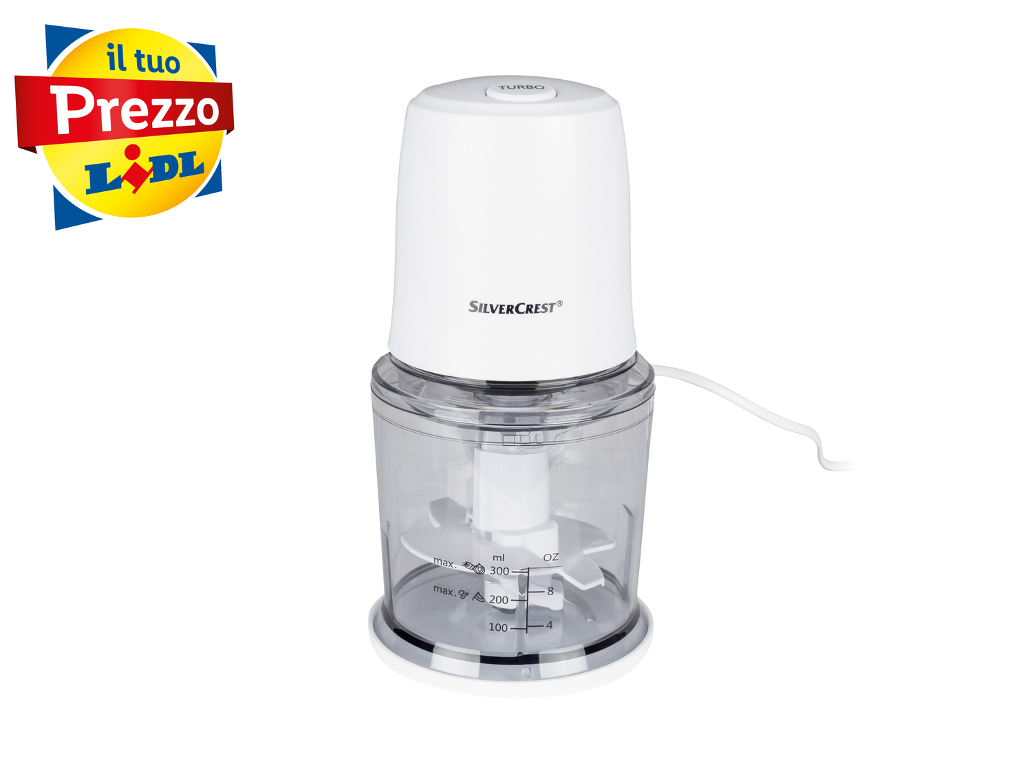 Tritatutto elettrico Silvercrest Kitchen Tools, prezzo 9.99 €
- Con pulsante ...