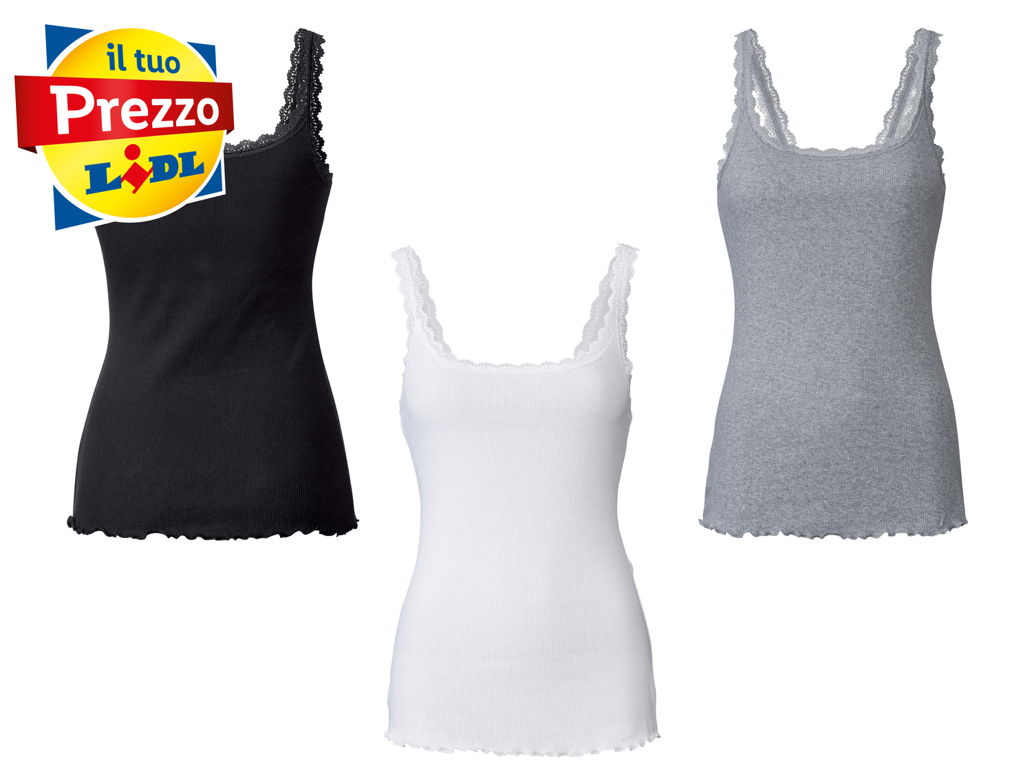 Canotta da donna con pizzo Esmara Lingerie, prezzo 7.99 €
3 pezzi - Misure: ...