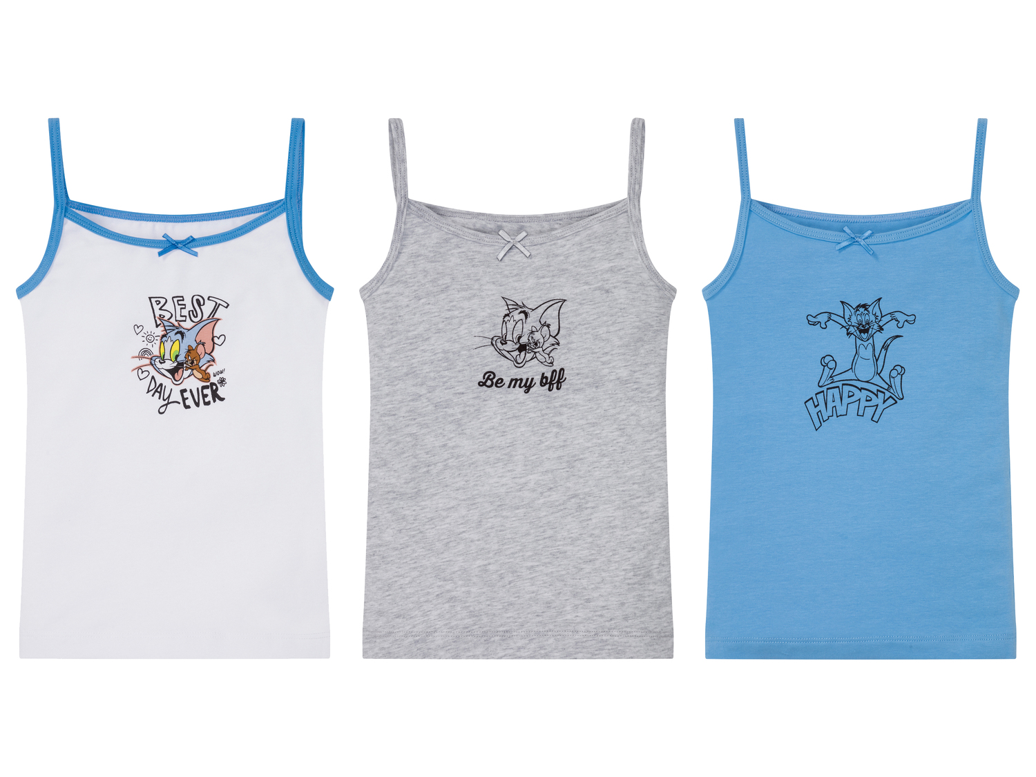 Canotta da bambina Tom-and-jerry, prezzo 4.99 €
3 pezzi - Misure: 1-6 anni
Taglie ...