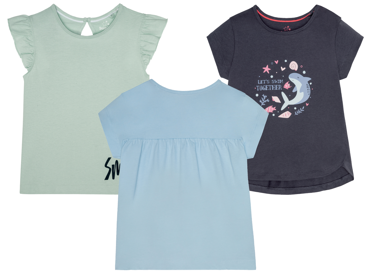 T-shirt da bambina Lupilu, prezzo 5.99 &#8364; 
3 pezzi - Misure: 1-6 anni 
- ...