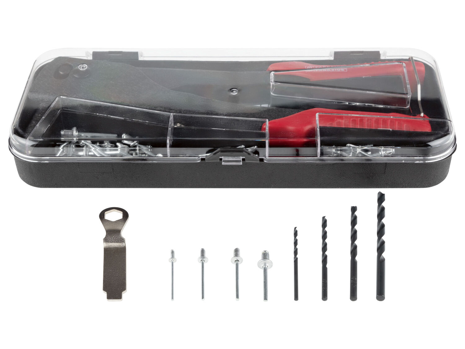 Set rivettatrice Parkside, prezzo 7.99 €
- Con 4 diverse teste di chiodi (chiave ...