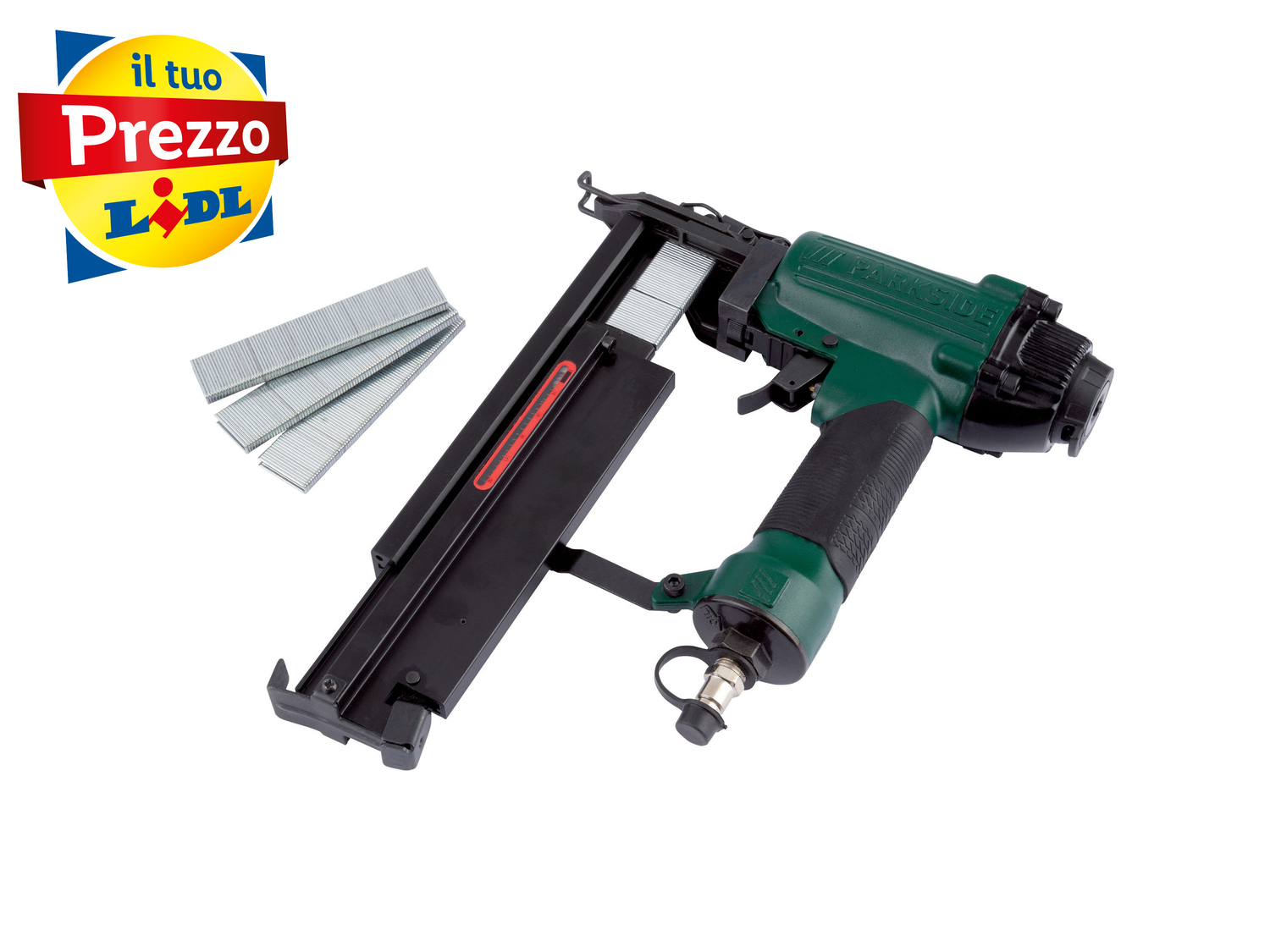 Pistola sparapunti ad aria compressa Parkside, prezzo 19.99 €
- Scatto ...