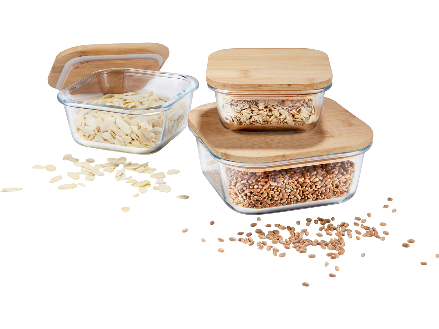 Set 3 contenitori in vetro con coperchio in bambù Ernesto, prezzo 11.99 € ...