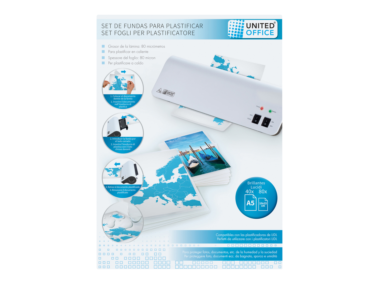 Fogli per plastificatore United Office, prezzo 3.99 &#8364; 
A3, A4 o A5 
- ...